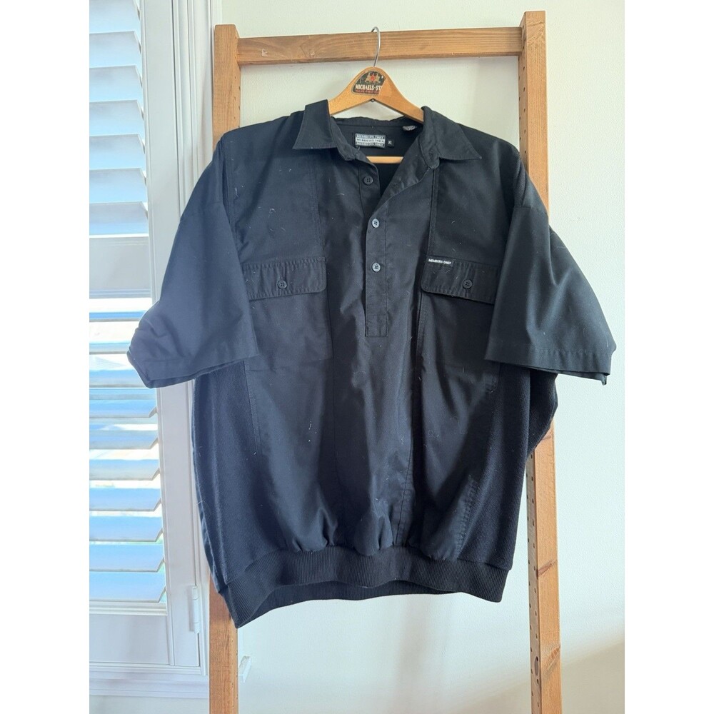 Vintage 70s 80s Members Only Shirt Boogie Nights Disco Mod Hipster Mens XL Black
